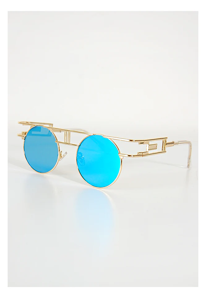 Burner round sunglasses blue gold