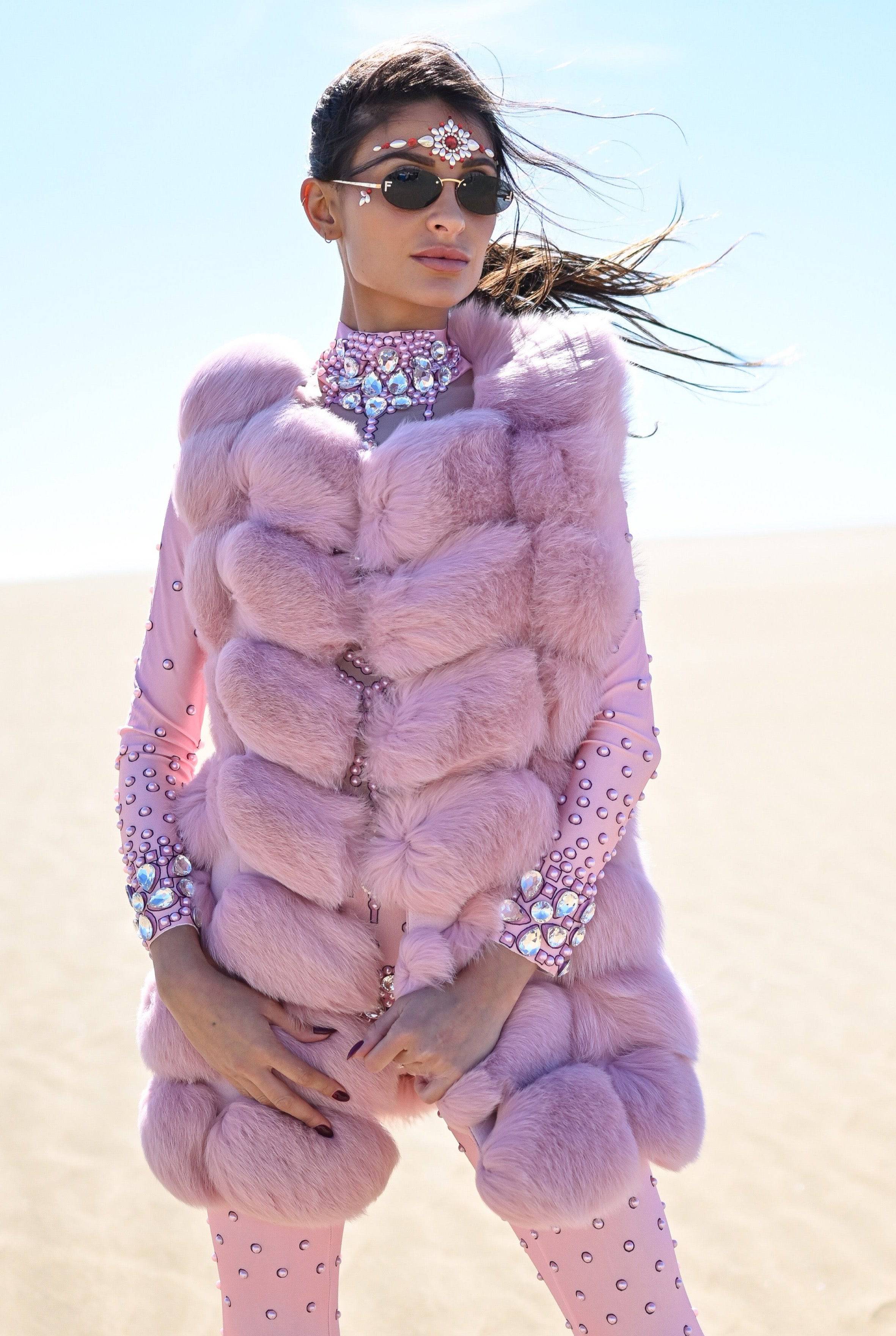 Chelsea Fur Vest Long Pink - Image 2