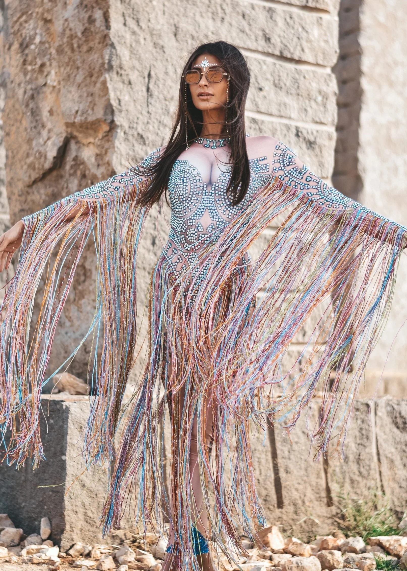Felizia crystal jumpsuit fringes - Image 2