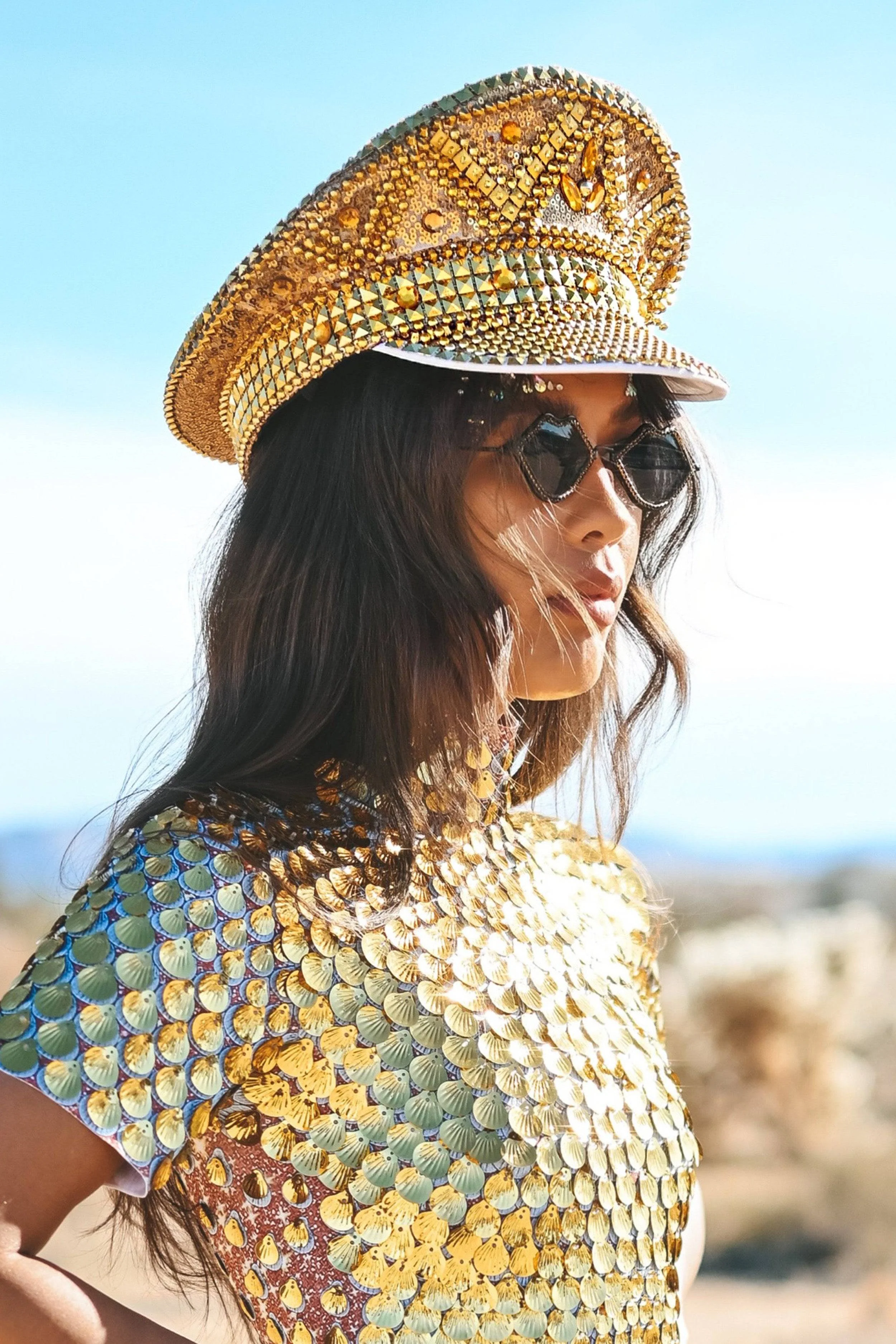 Gigi golden captain festival hat gold