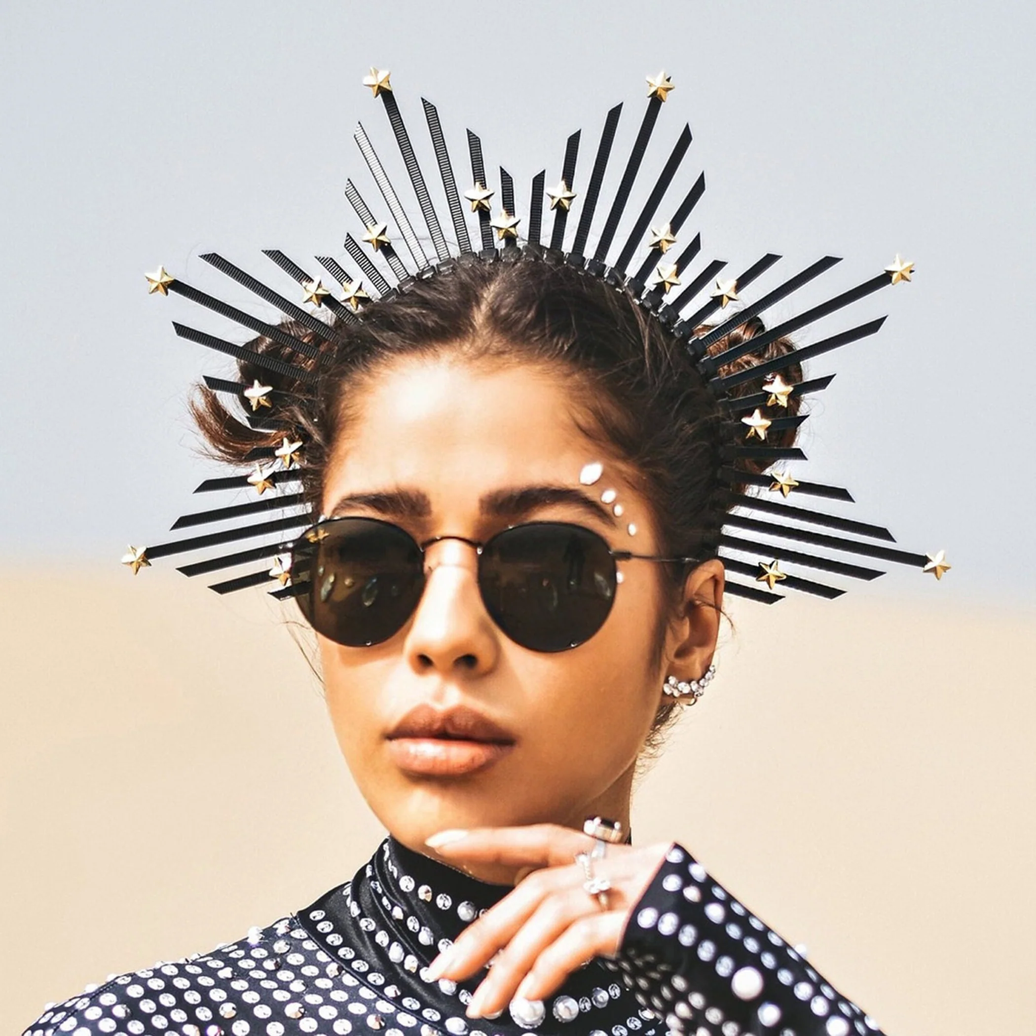 Halo head crown stars black - Image 2