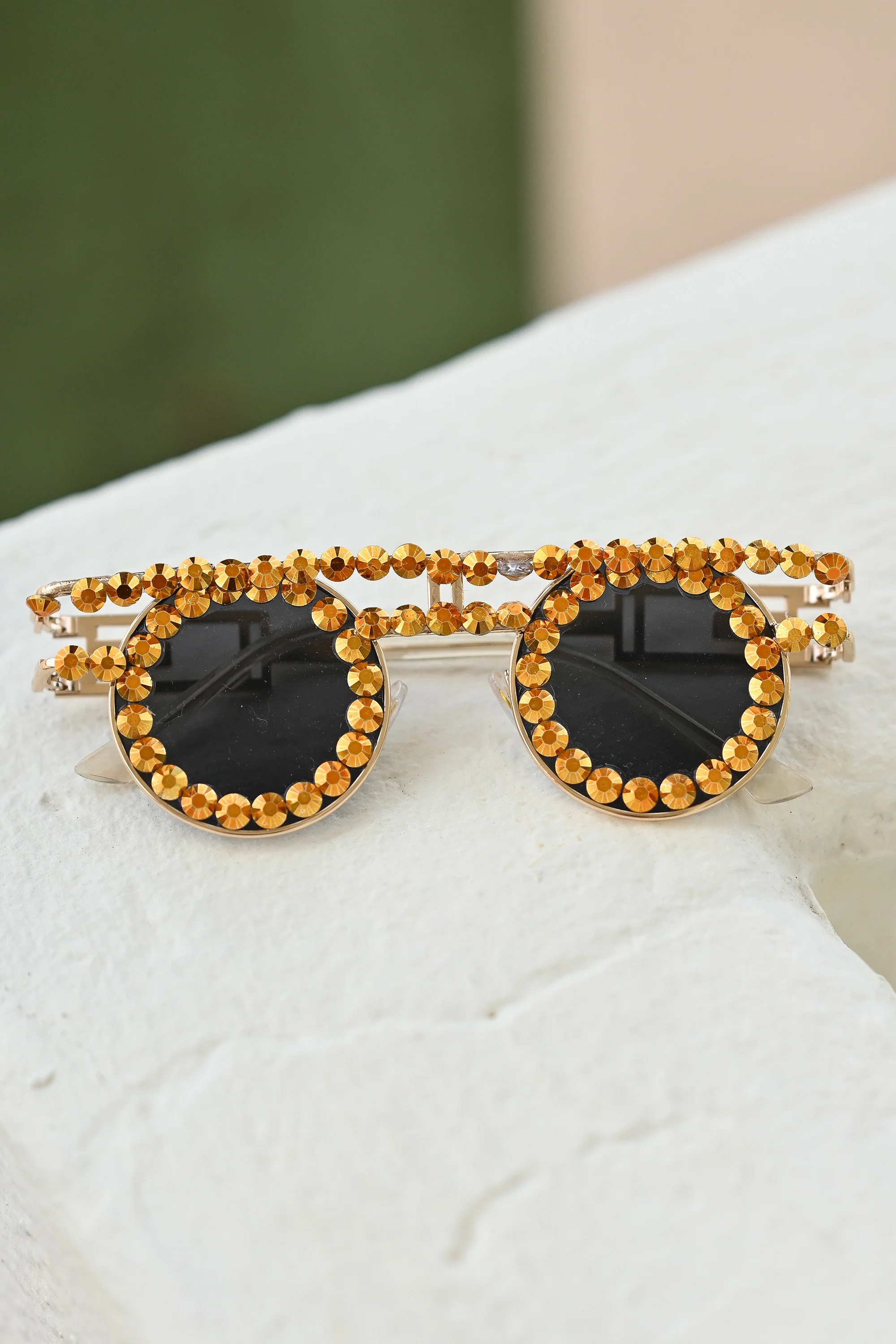 Jordan burner rhinestone sunglasses gold