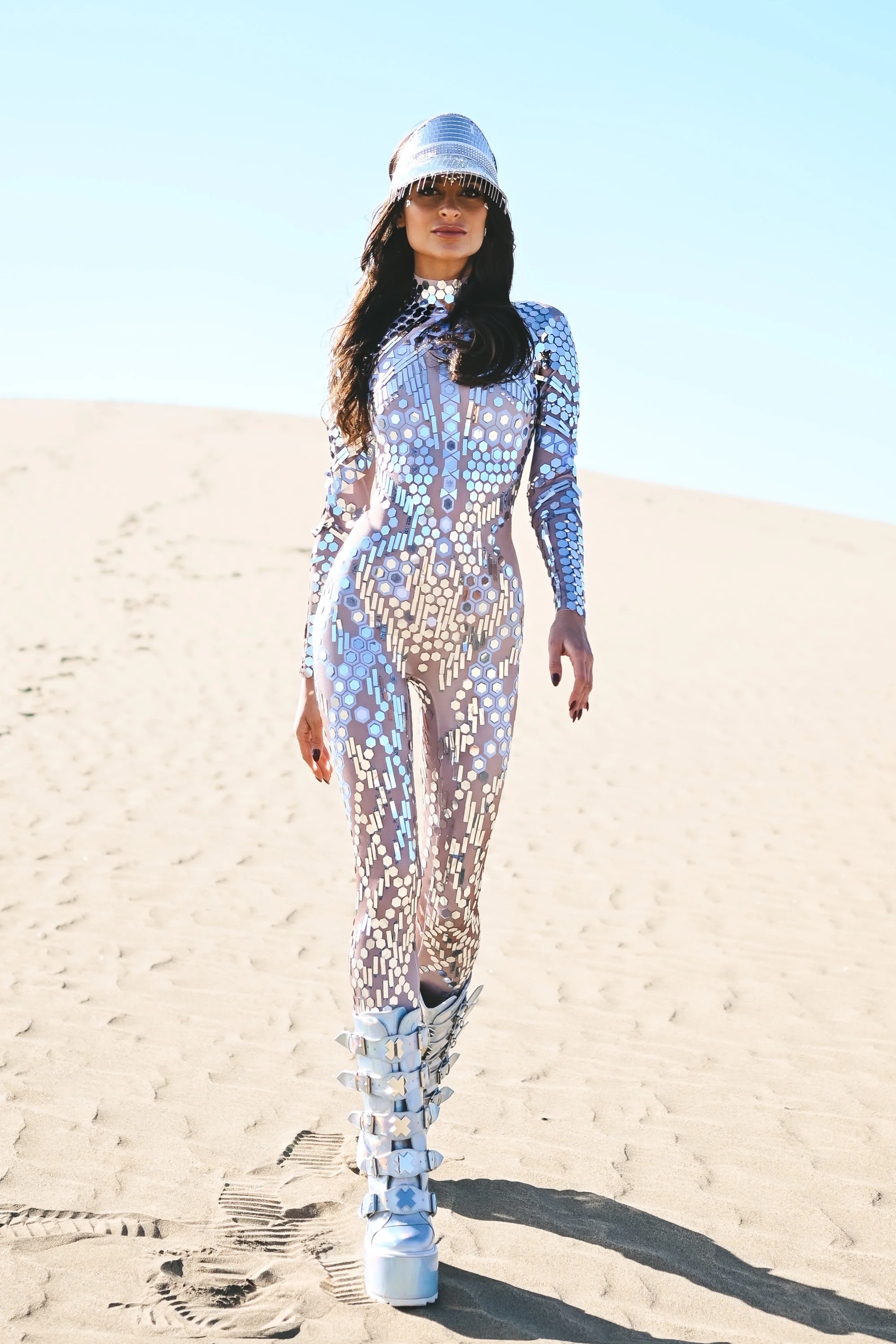 Marie Mirror sequin jumpsuit beige - Image 3