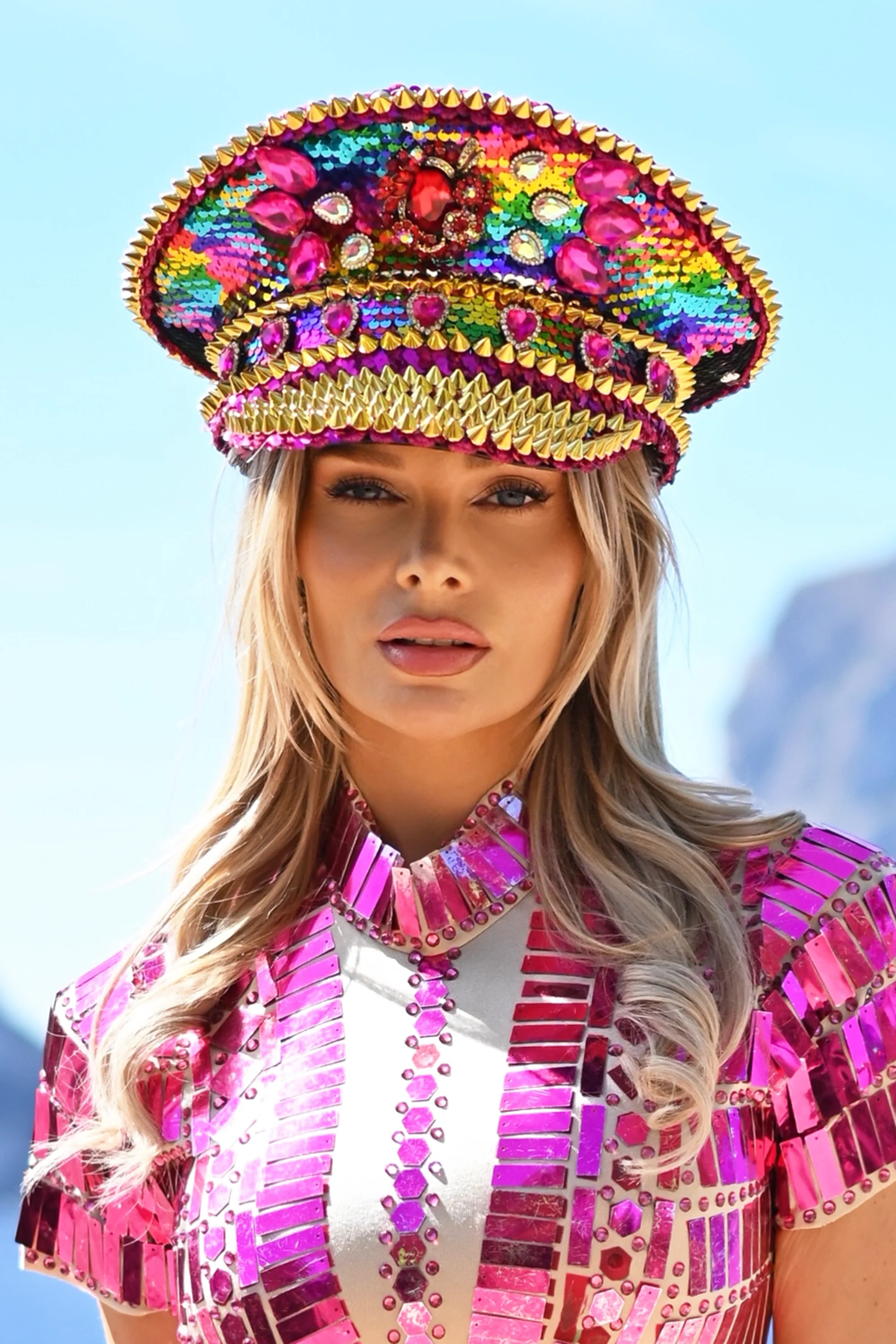 Poppy rhinestone captain hat