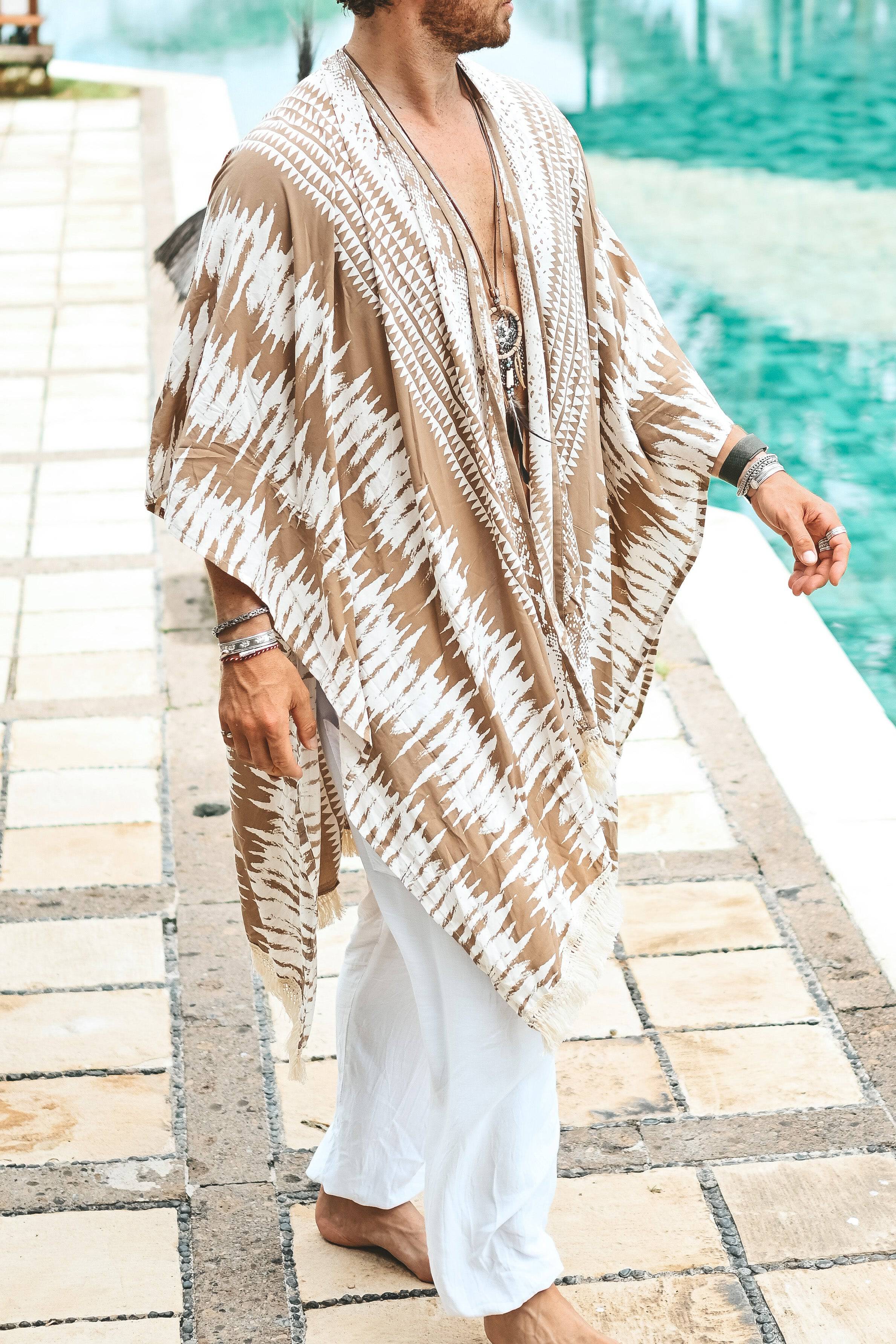 The Amondari Fringe Kimono Beige - Image 16