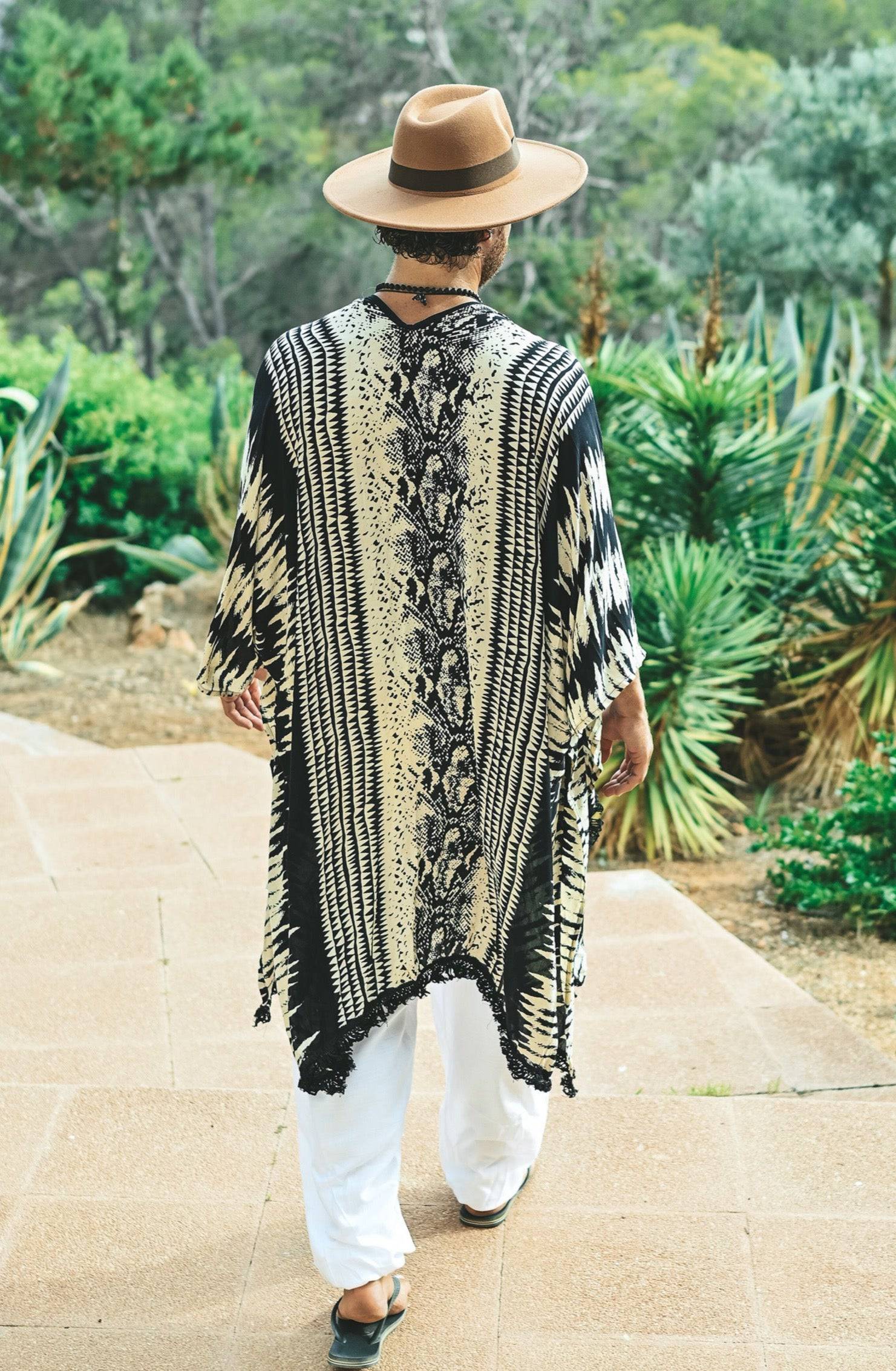 The Amondari Fringe Kimono Black - Image 2