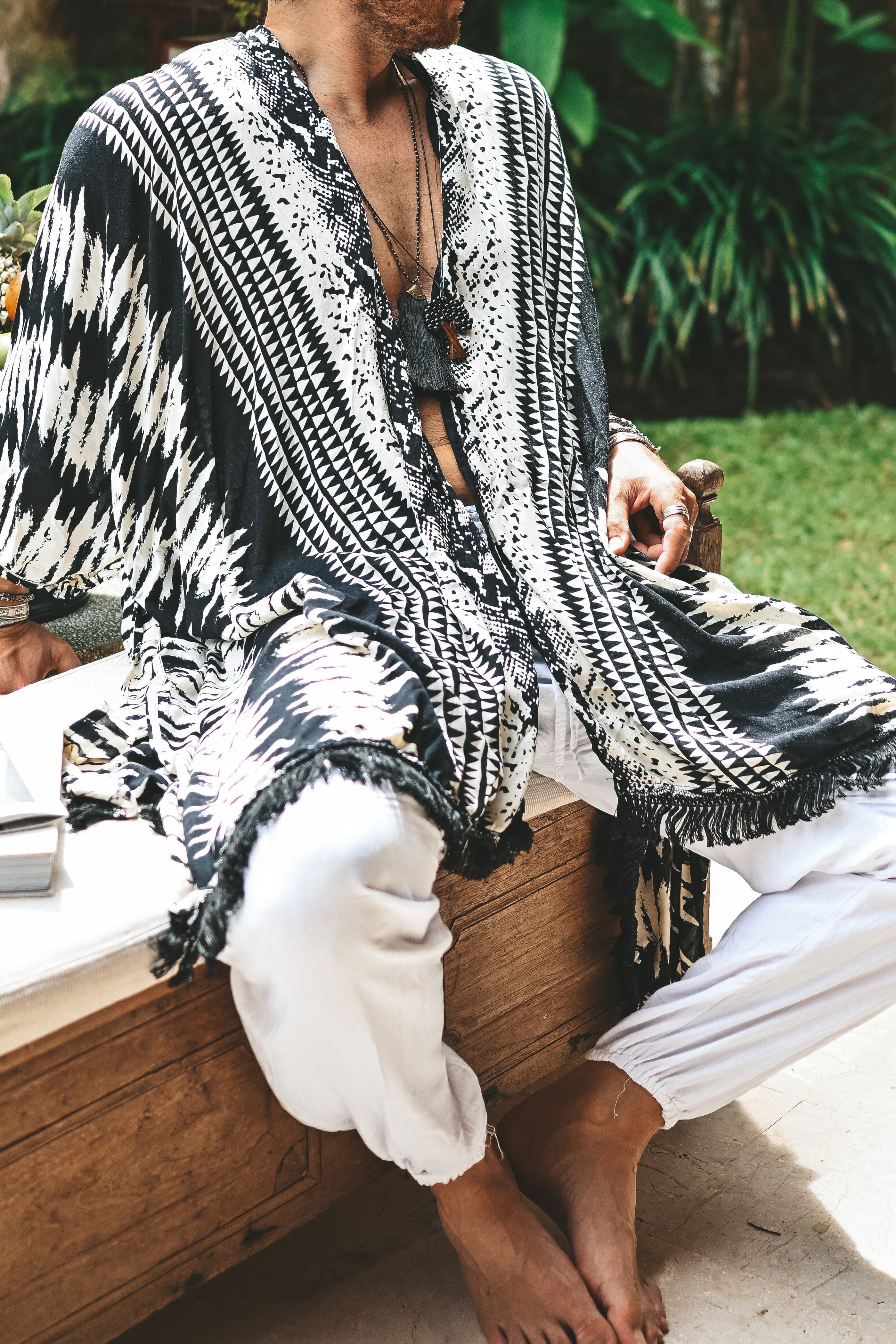 The Amondari Fringe Kimono Black - Image 5