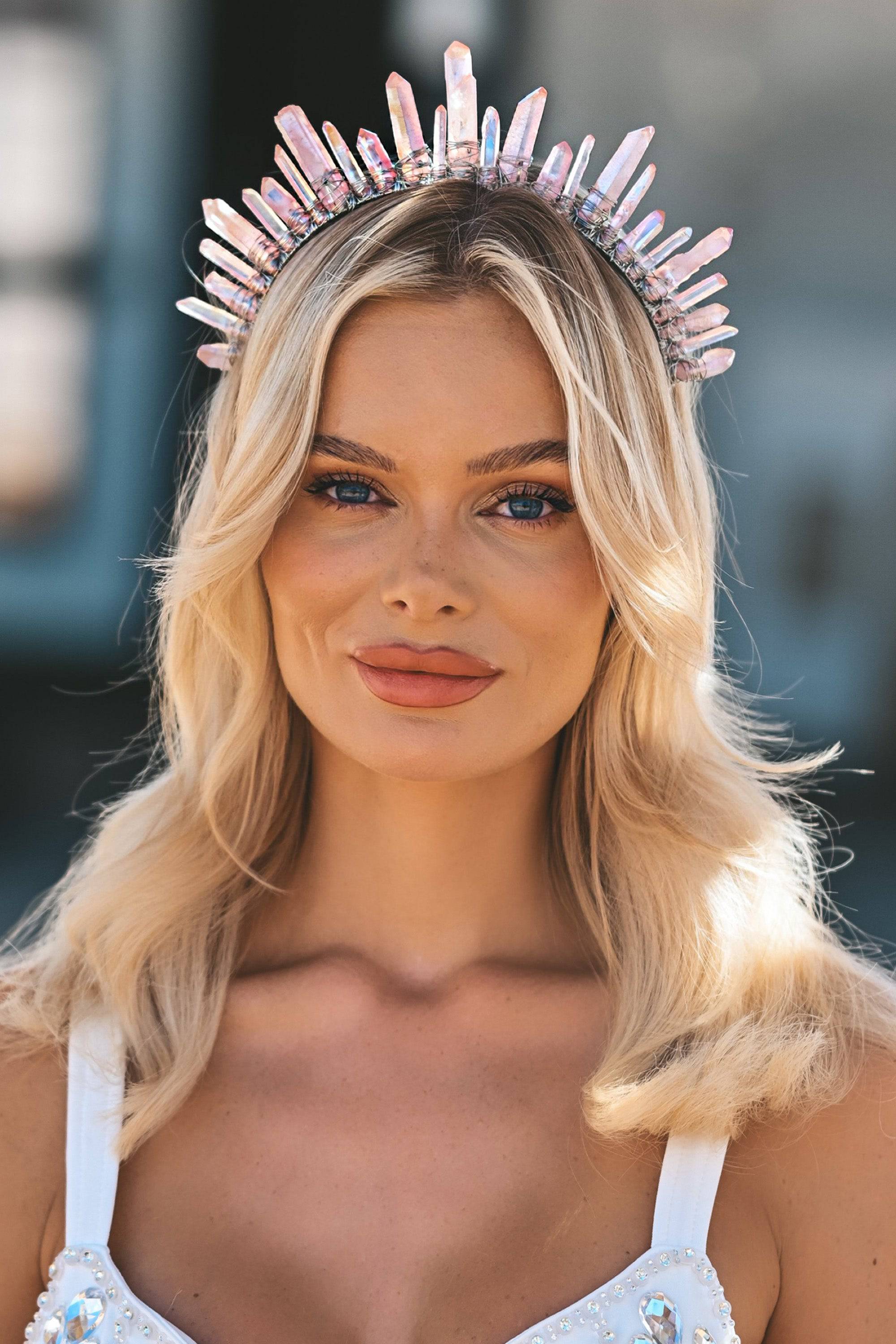 Zina halo crystal crown light pink - Image 2